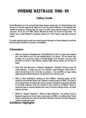 screen shot image of the gallery guide
